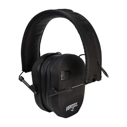 Radians Vertex™ Low-Profile Electronic Earmuff tarjoaa erinomaisen kuuntelusuojan, jossa on kaksoismikrofonit, äänen tiivistys yli 85dB ja ladattava akku.