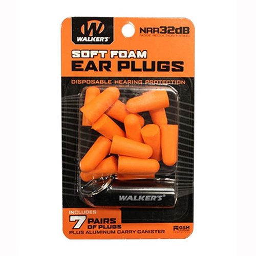 Walkers Foam Ear Plugs tarjoavat 25 dB melunsuojausta, ja kaulaketju pitää ne aina yhdessä ampumaradalla, mukana myös varaosat optimaaliseen suojaan.