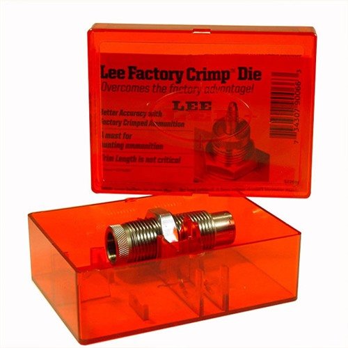 Lee Taper Crimp Die on valmistettu kovasta teräksestä, joka ratkaisee huonosta muotista johtuvat crimp-ongelmat. Jacketed-kulot vaativat crimp-grooven.