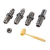 Valitse tämä 4-die setti, joka sisältää Full Length Resizing Die, Collet Neck Sizing Die ja Easy Adjust Dead Length Bullet Seating Die, täydelliseen tarkkuuteen.