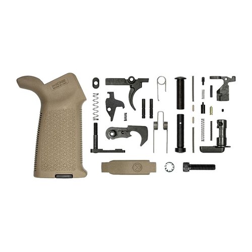 Aero Precisionin AR-15 Lower Parts Kit, jossa Magpul MOE® -kädensija, sisältää kaikki tarvittavat osat AR15 Gen 2 alarungon kokoamiseen.
