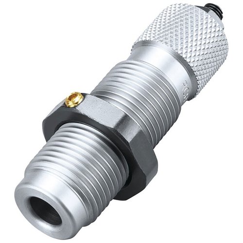 RCBS 5.7X28MM Small Base Die Set sisältää sizerin, joka pienentää tapauksia SAAMI-minimiä alemmaksi, sekä seater-die, jossa on rullakrimppi.