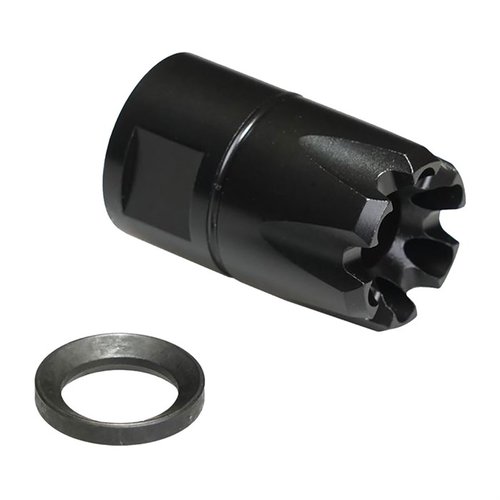 CMMG ZEROED 9mm Linear Comp on kompakti ja tehokas äänenvaimennin, joka ohjaa äänen eteenpäin ja vähentää nousua, parantaen ampumakokemusta.