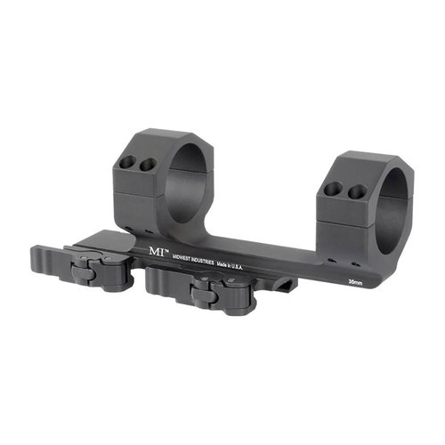 Midwest Industries 35mm QD Scope Mount tarjoaa parhaan QD-leverin, joka ei vahingoita rail-pintaa. Työkaluitta säädettävä ja tarkka paluu nollaan.
