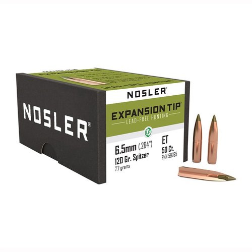 Nosler E-Tip 6.5MM kuulat ovat lyijyttömiä, valmistettu kupariseoksesta, tarjoavat erinomaisen läpäisevyyden ja painon säilyttämisen jopa 95%.