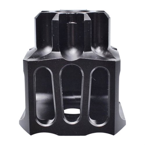 LOUD AND FLASHY 14mm LH - suuri yksikammioinen supressor, joka parantaa ääntä ja salamaa, samalla vähentäen rekyyliä ja piipun nousua. Paino 4.58 oz.