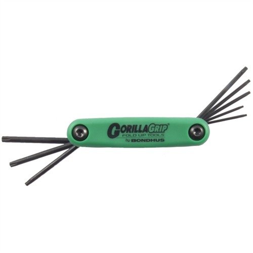 Bondhus Gorilla Grip® Fold-Up Wrench Setit tarjoavat kestäviä, ergonomisia ja kompakteja työkaluja, jotka sopivat täydellisesti asehuoltoon ja -kokoamiseen.