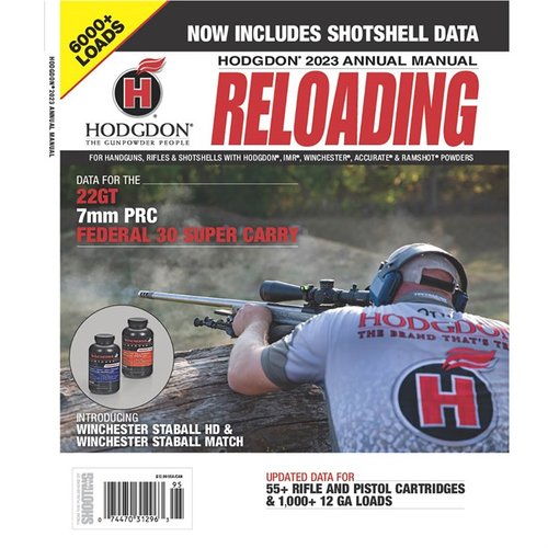 2023 Hodgdon Annual Manual tarjoaa ajankohtaista tietoa yli 55:stä kivääristä ja pistoolista sekä yli 1 000:sta 12 gauge -kuormasta!