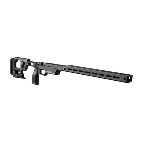 AERO PRECISION SOLUS Competition Chassis tarjoaa erinomaisen ergonomian, säädettävyyden ja yhteensopivuuden, mukaan lukien M-LOK ja Arca, Remington 700 SA:lle.