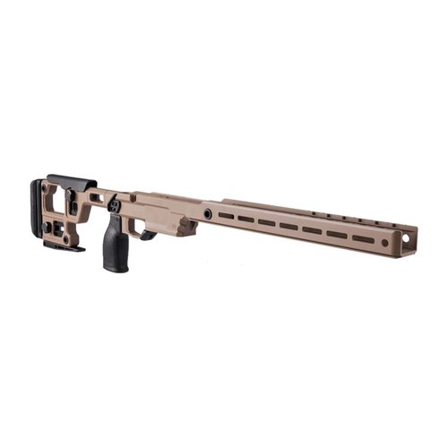 AERO PRECISION SOLUS Competition Chassis tarjoaa tarkkuutta, modulaarisuutta ja säädettävyyttä, yhteensopivuuden AICS-makasiinien ja M-LOK-kiinnitysten kanssa.