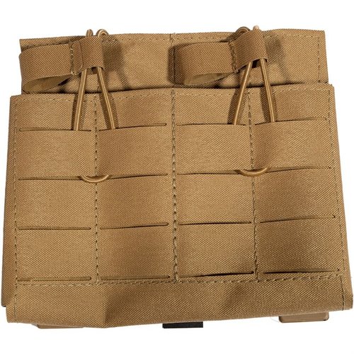 Grey Ghost Gearin Double 7.62 Mag Panel on kevyt ja virtaviivainen, joka pitää turvallisesti kaksi 20 laukauksen 7.62x51 NATO -patruunaa. Mukautuva bungee-hihna mahdollistaa hiljaisen käytön.