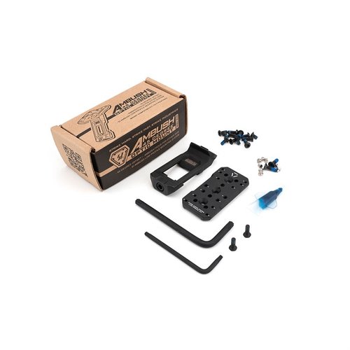 AMBUSH 45-DEREEN OPTIC MOUNT on kevyt ja kestävä, valmistettu SUS630 ruostumattomasta teräksestä ja 6061-T6 alumiinista, yhteensopiva useiden punapisteiden kanssa.