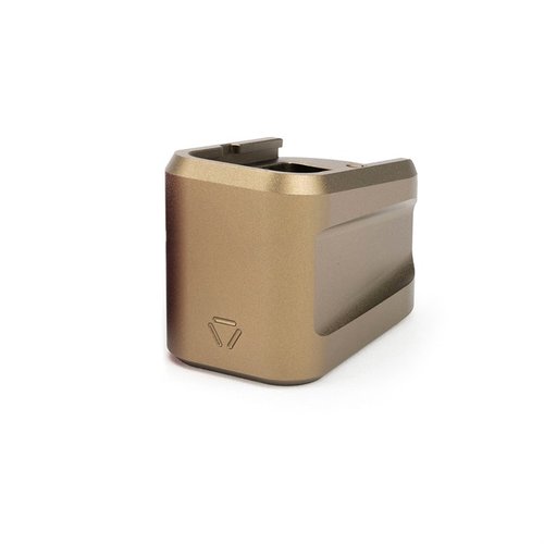 Strike Industriesin alumiininen Extended Magazine Plate GLOCK™ G19: lisää 5 patruunaa, matala kitka muotoilu ja kestävä 6061-T6 alumiini. Sopii USPSA 140mm rajoihin.