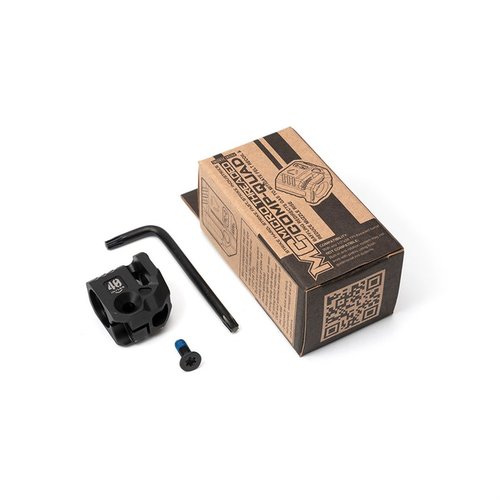 Strike Industries MICRO THREADED BARREL COMP-QUAD vähentää 15-30 % tunnetusta rekyylistä, on yhteensopiva useimpien liipaisimien kanssa ja helppo asentaa.