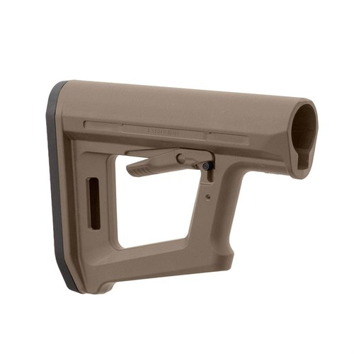 MOE PR Carbine Stock yhdistää kevyen ja minimalistisen muotoilun, tukikädelle tarkoitetun levyn, ja M-LOK-liitännän, joka mahdollistaa monipuolisen käytön.
