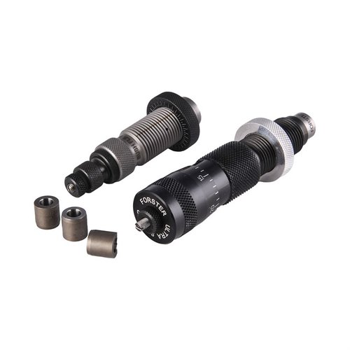 Forsterin BUSHING FULL LENGTH - ULTRA MICROMETER DIE SET tarjoaa tarkkuutta ja laatua, sisältäen Full-Length Bushing Die ja Bench Rest® Ultra Micrometer Seater Die.