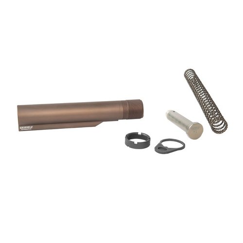 Geissele Premium Mil-Spec Buffer Tube on valmistettu kestävästä 7075-T6-alumiinista, 6 asennuspaikkaa ja Super 42 -jousi parantaa luotettavuutta.