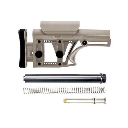 MBA-1 Buttstock tarjoaa säädettävän pituuden ja poskipakan, kevyen rakenteen sekä täydellisen A2 buffer-järjestelmän asennuksen .223/5.56 AR-alustalle.