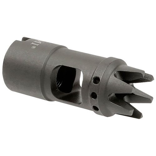 AK12 Muzzle Brake M14X1LH vähentää laukaisun nousua yksikammioisen rakenteensa ansiosta, valmistettu työteräksestä, sisältää uuden crush washerin ja elinikäisen takuun.