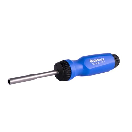 Brownells Magna-Tip® Rattlescrewdriver tarjoaa erinomaisen hallinnan, kestävän teräksen, ergonomisen kahvan ja mahdollisuuden käyttää kaikkia Magna-Tip®-kärkiä.