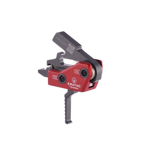 ERATACin drop-in liipaisin AR-15/10: helppo asennus ilman purkamista, säädettävä liipaisinpaino, kevyt alumiini ja teräs, nopea laukaisu ja palautus.