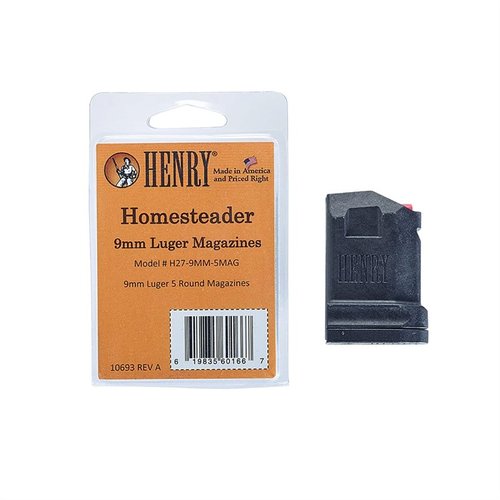 Henry Homesteader H027 9mm Luger 5 round -luodinkapasiteetti tarjoaa luotettavan ja kestävän varaston, joka sopii täydellisesti Henry Homesteader -kivääreille.