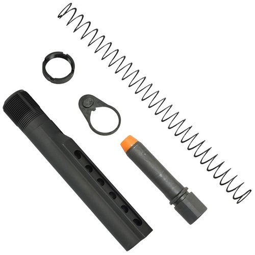 K-SPEC AR-15 PCC CARBINE BUFFER TUBE KIT tarjoaa innovatiivisen kompressiojärjestelmän, joka vaimentaa rekyyliä ja vähentää piipun nousua luotettavasti.