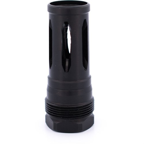 R2 FLASH HIDER tarjoaa tiiviin liitoksen mustalla nitride-pinnoitteella, yhteensopivuuden Plan B -kiinnitysten kanssa ja vaatii vain 30 ft lbs vääntöä.