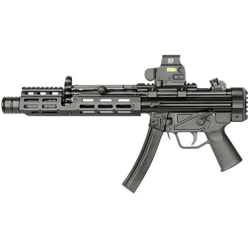 SUPPRESSOR M-LOK® -kevyt käsikahva H&K MP5K®:lle, helppo asentaa, kestävä 6061-alumiini, mukana M-LOK®-raili ja QD-sovittimet.
