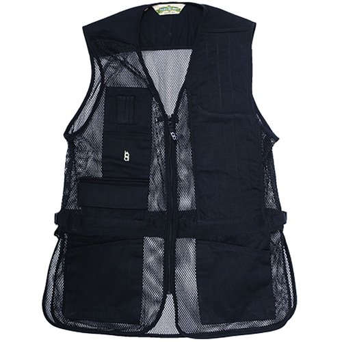 BOB ALLEN FULL MESH SHOOTING VEST on kevyt ja hengittävä, jossa on säädettävät sivut, taskut haulikkoammuksille ja yhteensopiva Insert-A-Pad tasku.
