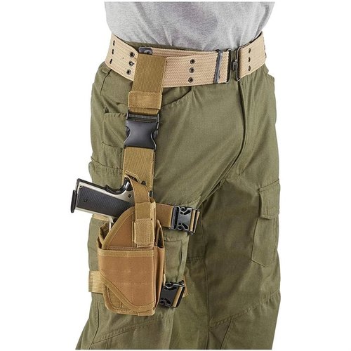 CACTUS JACK TACTICAL DROP LEG HOLSTER on täysin säädettävä, kestävä 600 Denier -rakenteinen holsteri, joka tarjoaa nopean pääsyn aseeseen ja sopii useimmille käsipyssyille.