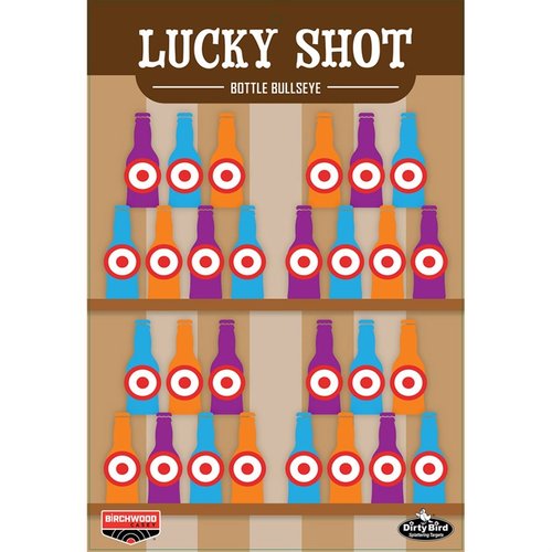 BIRCHWOOD CASEY DIRTY BIRD LUCKY SHOT BOTTLES 12 x 18" - erinomaiset kohteet pistooliammuntaan, selkeä osumien näkyvyys ja intensiivinen roiske.