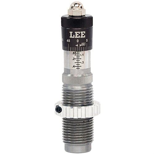 LEE PRECISION RIFLE PRECISION MICROMETER BULLET SEATING DIE tarjoaa tarkkaa ja säädettävää patruunoiden istutusta, vähentää laukaisun virhettä ja on helppokäyttöinen.