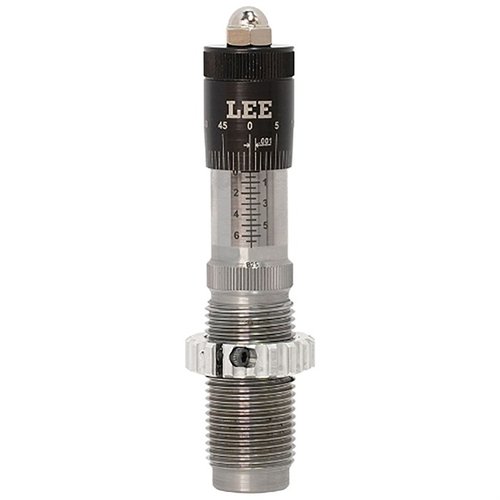 LEE PRECISION RIFLE PRECISION MICROMETER BULLET SEATING DIE tarjoaa tarkkaa ja säädettävää patruunan istutusta, vähentäen laukaisun epätarkkuutta ja vaurioita.