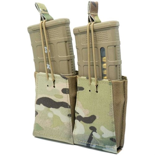 GBRS Groupin Double Rifle Magazine Pouch tarjoaa MOLLE/yksityökaluyhteensopivuuden, bungee-kiinnityksen ja sujuvan vedon AR-15/AK-47 patruunoille.