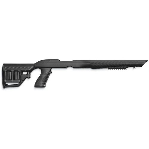 Tac-Hammer® RM4 - edistyksellinen, säädettävä tukki Ruger® 10/22®:lle, joka tarjoaa mukautuvan istuvuuden, piilossa olevan Stowaway™-lisävarustetelineen ja tilaa kahdelle patruunalle.