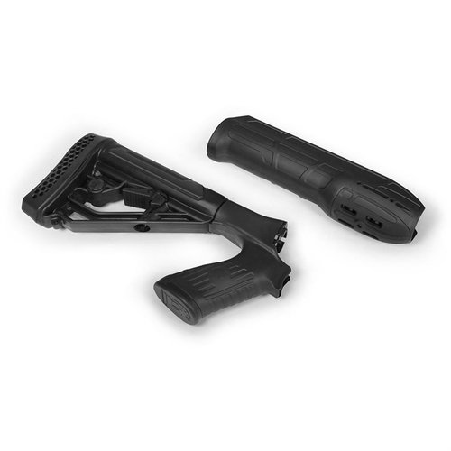 ADAPTIVE TACTICAL EX Performance Adjustable Pistol Grip Stock tarjoaa mukautettavan pituuden, kestävän polymeerirakenteen ja helpon asennuksen Mossberg 500/590/88:lle.