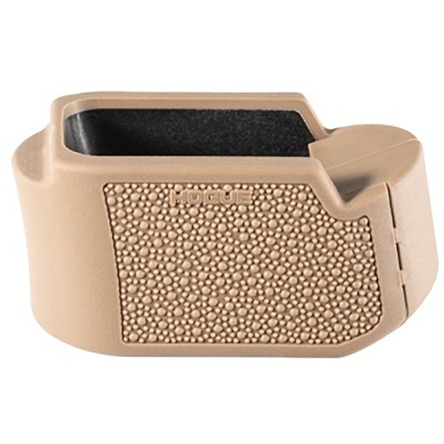 HOGUE® OVERMOLDED® Grip Extension Pad parantaa Glock 26:n käsittelyä, tarjoaa lisäotteen ja suojaa patruunat nopeissa latauksissa. Helppo asennus ilman asehuoltoa.