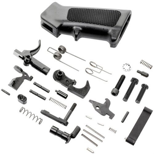 NEXT LEVEL ARMAMENT MIL-SPEC LOWER PARTS KIT AR-15 sisältää kaikki tarvittavat osat AR15-rakentamiseen, pakattu käteviin, värikoodattuihin pusseihin.