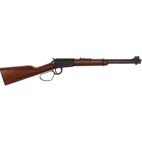 Henry H1 Classic Large Loop .22 LR on kätevä ja kompakti, jossa on 16.5" teräksinen piippu, 13 laukauksen kapasiteetti ja tyylikäs amerikkalainen pähkinäpuu.