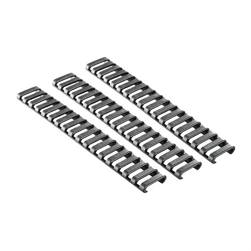 Ergo Picatinny 18-Slot Ladder Rail Cover - 3-pack suojaa railin reunoja ja käsiä, on helposti muokattavissa ja tarjoaa erinomaisen pidon.