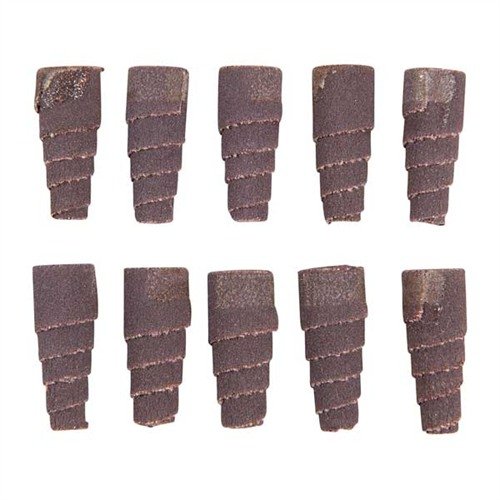 Pienet hiontarullat pääsevät ahtaisiin paikkoihin helposti. Kestävä alumiinioksidi-hionta, vahva kangaspohja ja 18 000 rpm maksiminopeus.