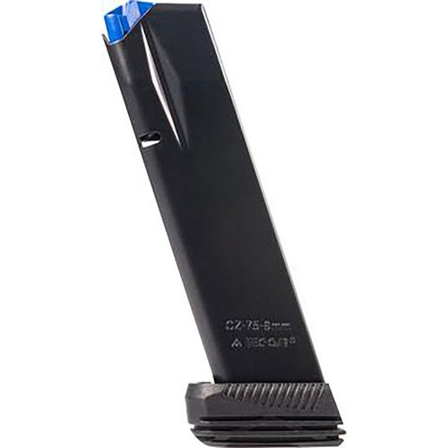 CZ 75B 9MM - MEC-GAR:n valmistama kestävä teräsmagasiini, jossa 19 laukauksen kapasiteetti. Sopii B-mallin pistoolille, ei esib-malleille.