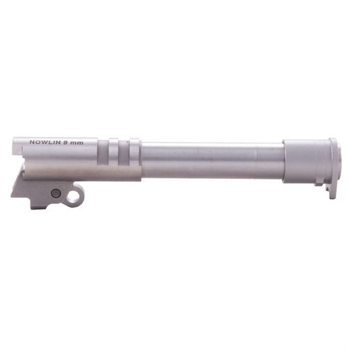 Nowlinin 9MM stainless steel 1911 pre-fit match grade barrel tarjoaa erinomaisen tarkkuuden ja helpon asennuksen, ilman suurta säätöä.