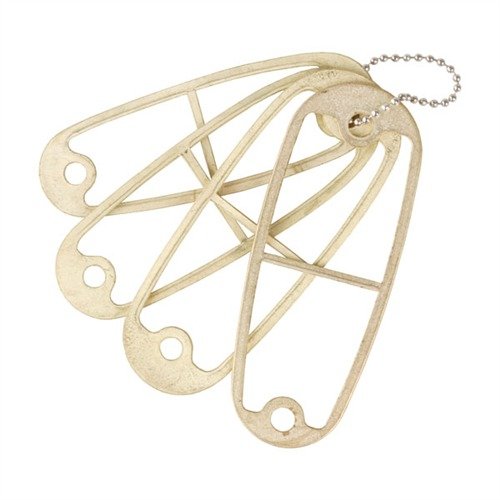 PACHMAYR RECOIL PAD GRINDING TEMPLATE estää teräksisten vahvistuslevyjen vahingoittumisen, ja setti sisältää neljä messinkimallia eri kokoisille recoil pad:ille.