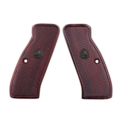 Pachmayr Renegade Wood Laminate Grips CZ 75 parantaa käsittelyä ja ulkonäköä, kestävä rosewood-pinta ja checkered-teksturointi helpottavat käyttöä.