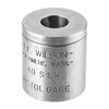 WILSON PISTOL MAX CASE GAGES tarkistaa kaikki tärkeät mitat, kuten mouth diameter, base diameter ja rim thickness, varmistaen tarkkuuden ja luotettavuuden.