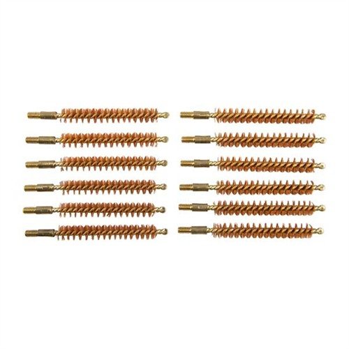 Dozen Pack Bronze Rifle Brushes, 8MM, 8-32M, 12 pakkaus tarjoaa erinomaisen puhdistustehon ja kestävyyden, mikä tekee siitä täydellisen valinnan aseiden huoltoon.