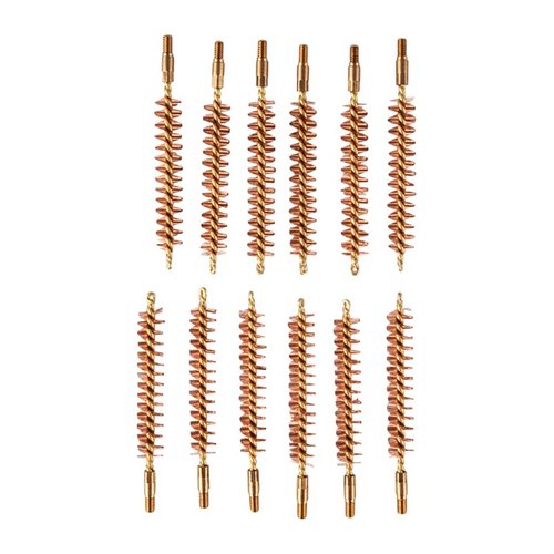 Dozen Pack Bronze Rifle Brushes, 50 Caliber, 8-32M, tarjoaa tehokasta puhdistusta ja kestävyyttä. Täydellinen valinta tarkkuusaseiden huoltoon.