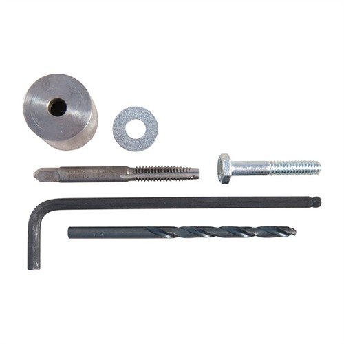 SINCLAIR Stuck Case Removal Tool auttaa poistamaan jumittuneet patruunat sizing die:stä vahingoittamatta die:tä, käyttäen mukana tulevaa poraa ja kierteitä.